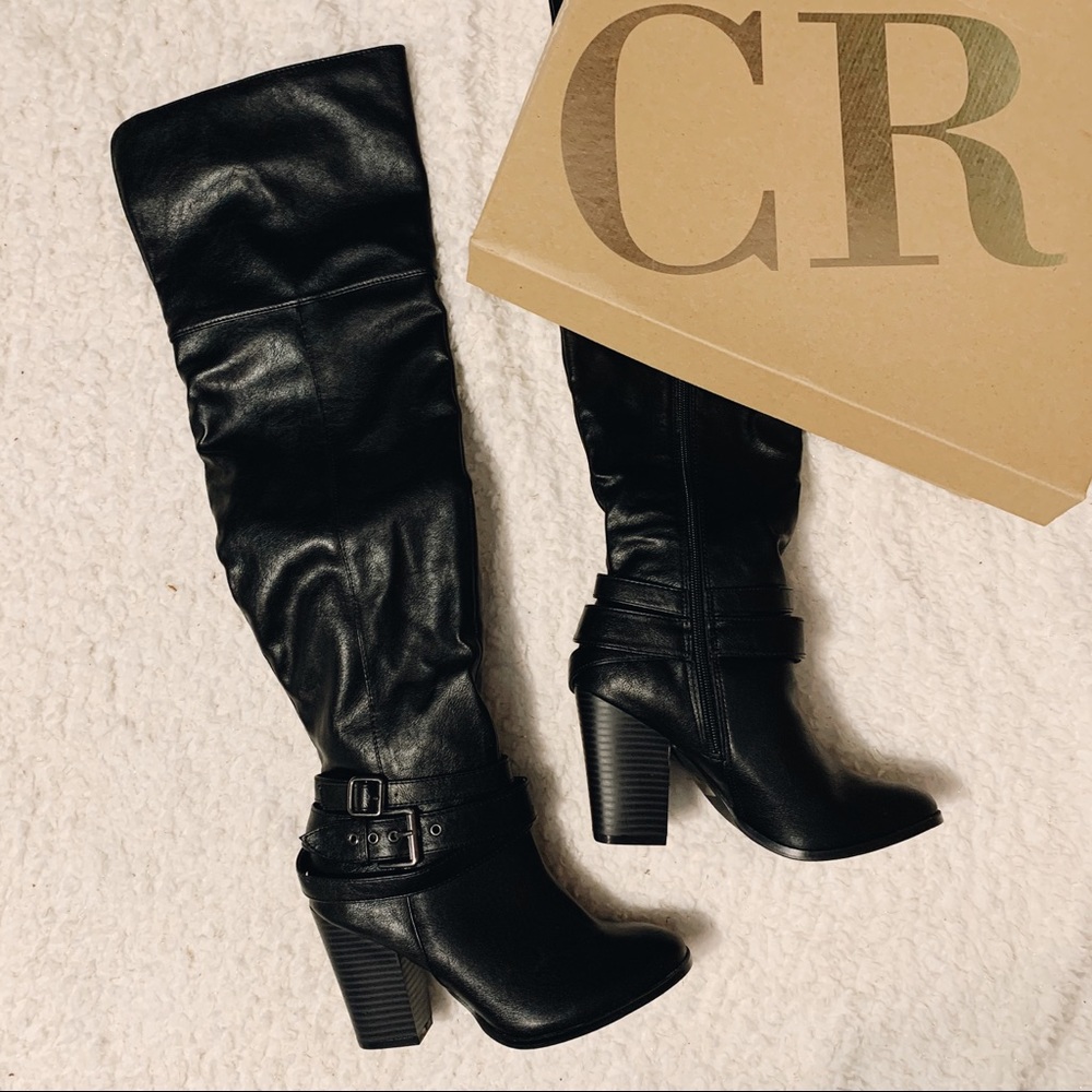 NWT CHARLOTTE RUSSE Faux Leather Thigh-High Boots